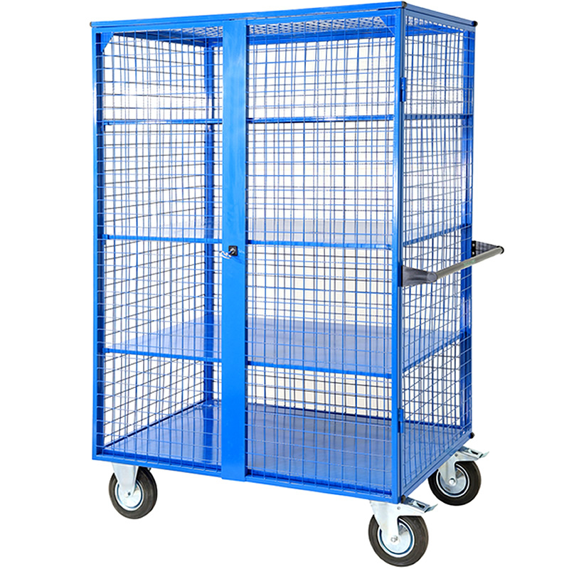 Mesh Cage Trolley With Sheet Metal Shelves 500 Kg Capacity Equipment